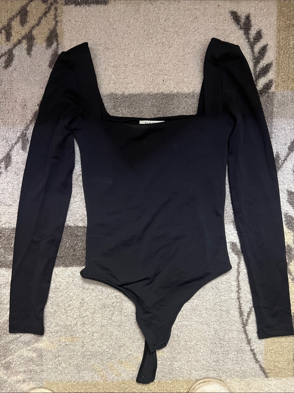 Aritzia Babaton Black Long Sleeve Square Neck Bodysuit